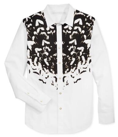 Sean John Mens Metallic Graphic Print Button Up Shirt - M