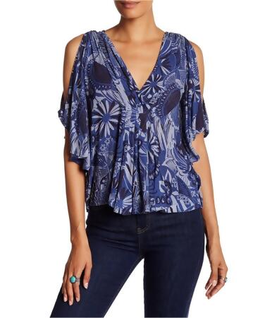 Free People Womens Amour Abstract Pullover Blouse - S