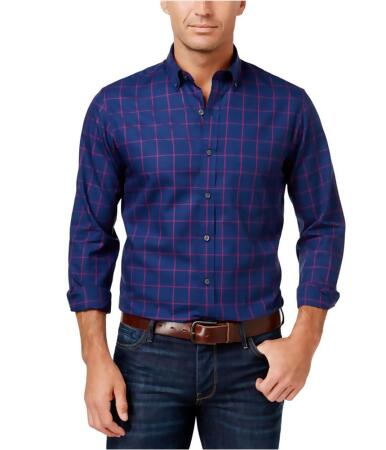 Club Room Mens Windowpane Button Up Shirt - M