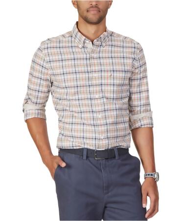 Nautica Mens Plaid Button Up Shirt - L