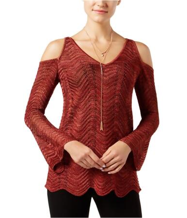 I-n-c Womens Cold-Shoulder Scalloped Pullover Sweater - M