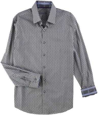 Tasso Elba Mens Shield Print Button Up Dress Shirt - L