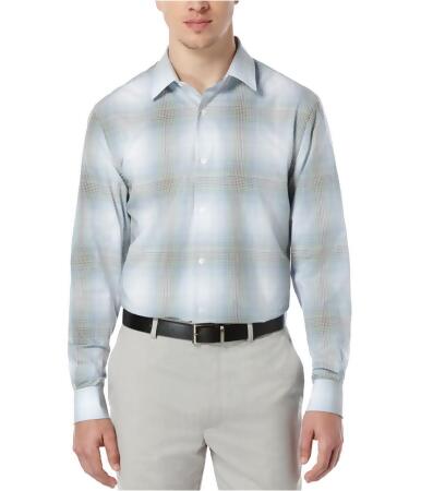 Perry Ellis Mens Ombre Plaid Button Up Shirt - M