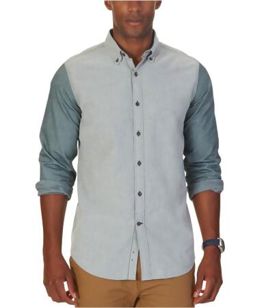 Nautica Mens Colorblocked Slim Fit Button Up Shirt - M