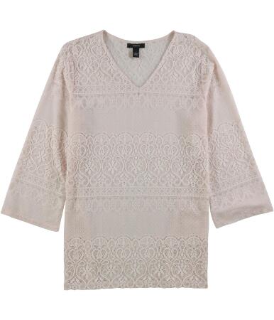 Alfani Womens Lace V-Neck Pullover Blouse - L