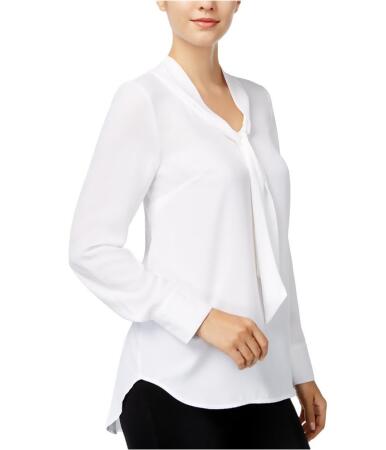 Kensie Womens Crepe Bow Neck Pullover Blouse - S