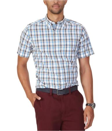 Nautica Mens Oyster Plaid Button Up Shirt - S