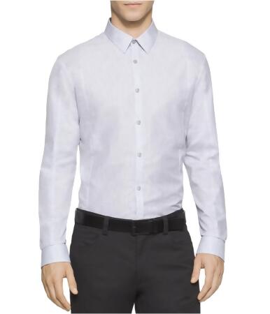 Calvin Klein Mens Heather Blocked Button Up Shirt - L