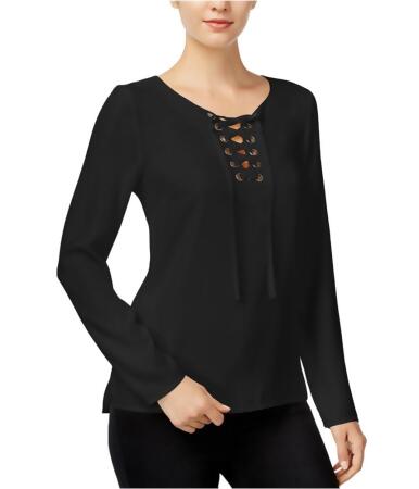 Kensie Womens Lace Up Pullover Blouse - L