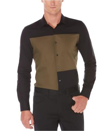 Perry Ellis Mens Color Block Button Up Shirt - L