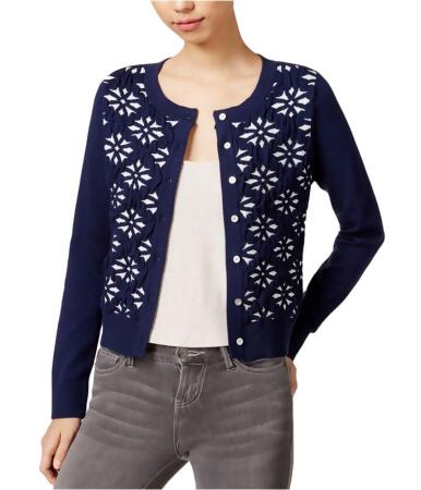 Maison Jules Womens Jacquard Cardigan Sweater - L