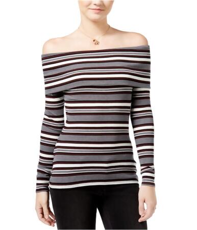 Hippie Rose Womens Striped Off The Shoulder Pullover Blouse - M