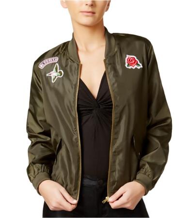 Material Girl Womens Patch Bomber Jacket - XS