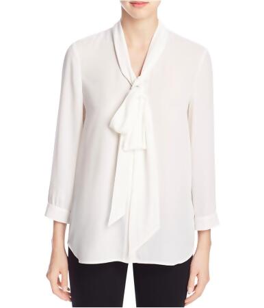 Finity Womens Tie Neck Button Up Shirt - 10