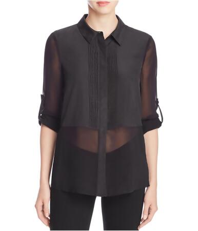 Finity Womens Mixed Media Button Up Shirt - 8