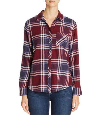 Beachlunchlounge Womens Plaid Button Up Shirt - M