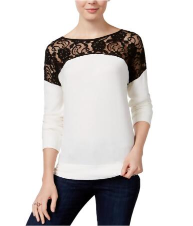 Maison Jules Womens Contrast Lace Pullover Blouse - XXS