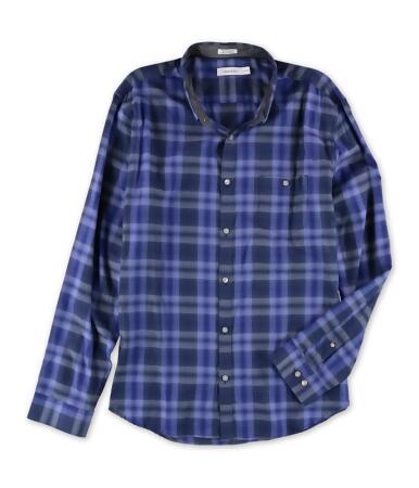 Calvin Klein Mens Plaid Long Sleeve Button Up Shirt - 2XL