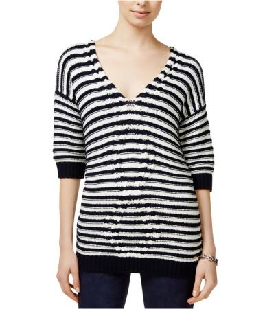 Tommy Hilfiger Womens Striped Cable Pullover Sweater - L