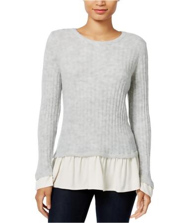 Kensie Womens Ruffled Contrast Pullover Sweater - M