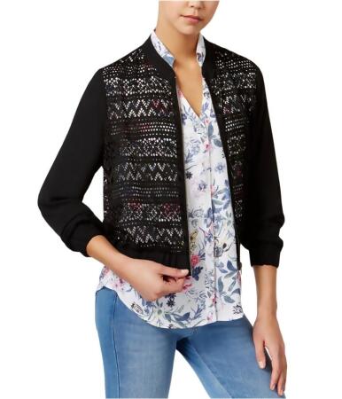 Bcx Womens Lace Front Bomber Jacket - S