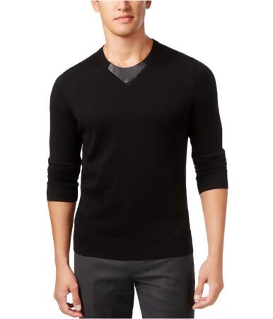 I-n-c Mens Faux-Leather Pullover Sweater - L