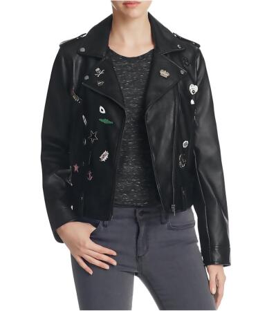 Bagatelle Womens Pins Patch Motorcycle Jacket - M