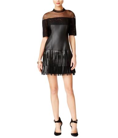 Guess Womens Faux Leather Tiered Dress - L
