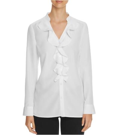 Finity Womens Ruffled Button Down Blouse - 10