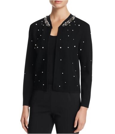Finity Womens Solid Embellished Cardigan Sweater - L