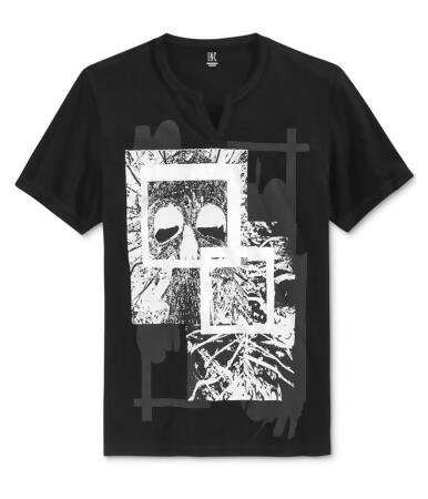 I-n-c Mens Collage Split-Neck Graphic T-Shirt - S
