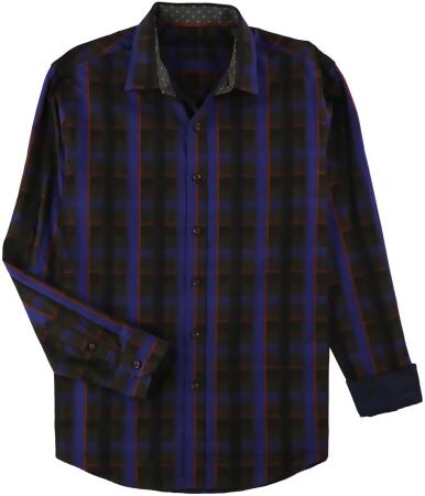 Tasso Elba Mens Plaid Long Sleeve Button Up Shirt - M