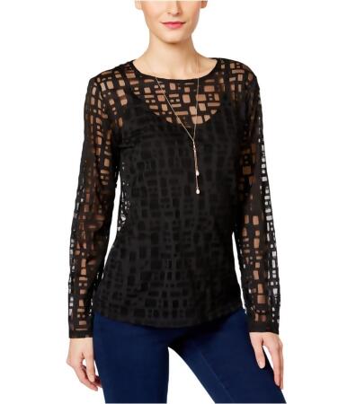 I-n-c Womens Geometric Illusion Pullover Blouse - S