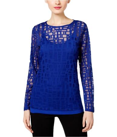 I-n-c Womens Geometric Illusion Pullover Blouse - S