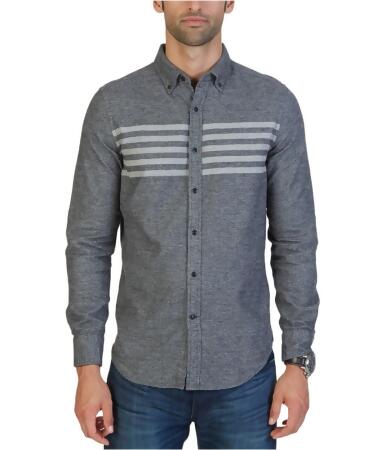 Nautica Mens Long Sleeve Stripe Button Up Shirt - S