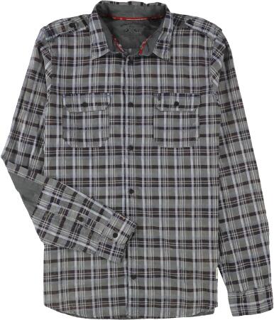 Buffalo David Bitton Mens Sitroll Chambray Plaid Button Up Shirt - S