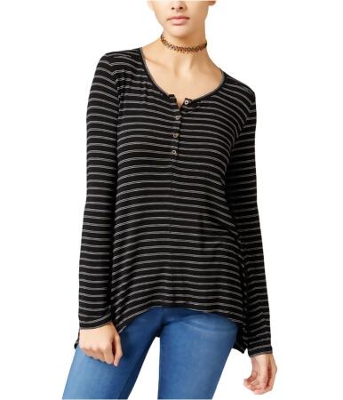 Hippie Rose Womens Striped Henley Shirt - XS