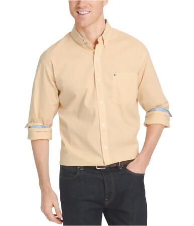 Izod Mens Gingham Long Sleeve Button Up Shirt - M
