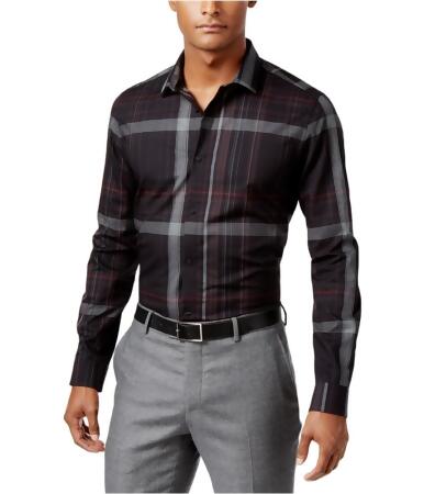 Calvin Klein Mens Diamond Plaid Button Up Shirt - L