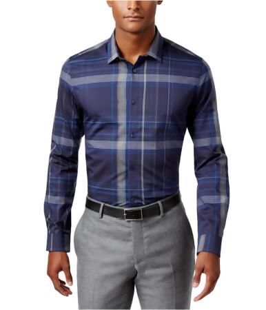 Calvin Klein Mens Diamond Plaid Button Up Shirt - S