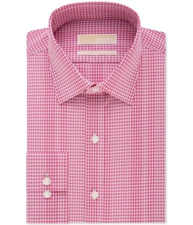 Michael Kors Mens Classic Non-Iron Gingham Button Up Dress Shirt - 14 1/2
