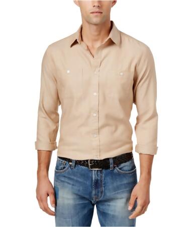 Tommy Hilfiger Mens Herringbone Button Up Shirt - L
