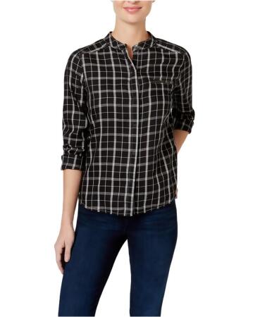 Calvin Klein Womens Plaid Zip Button Up Shirt - XS