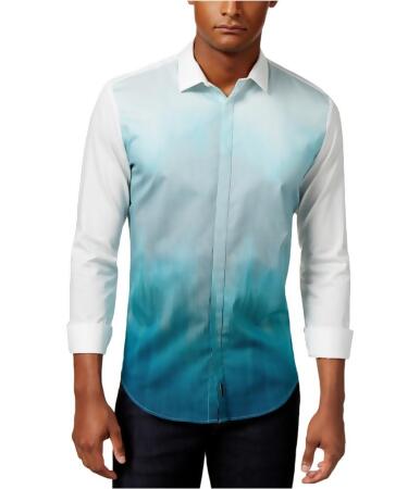 Calvin Klein Mens Blur Colorblock Button Up Shirt - L
