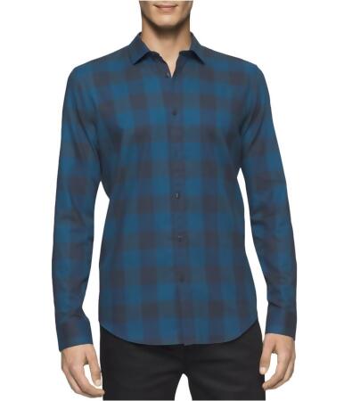 Calvin Klein Mens Slim Fit Buffalo Check Button Up Shirt - 2XL