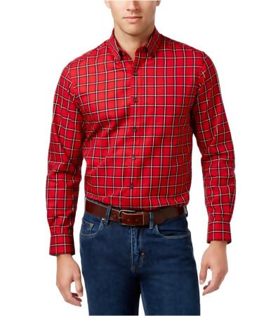 Club Room Mens Plaid Button Up Shirt - M