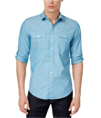 Calvin Klein Mens Dual-Pocket Long Sleeve Button Up Shirt - L