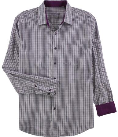 Tasso Elba Mens Textured Plaid Button Up Shirt - M