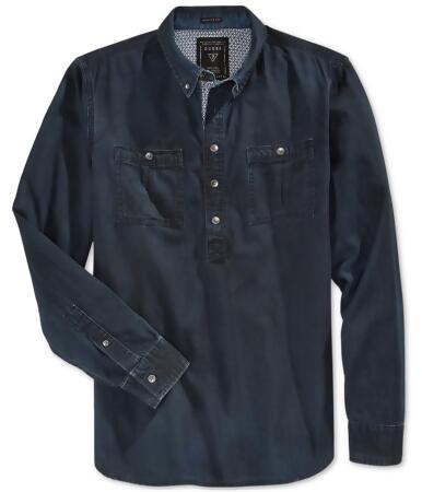 Guess Mens Faded Denim Button Up Shirt - S