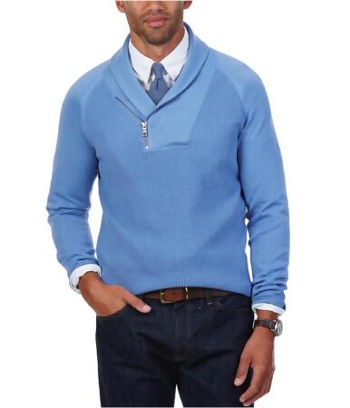 Nautica Mens Asymmetrical Zipper Knit Sweater - M